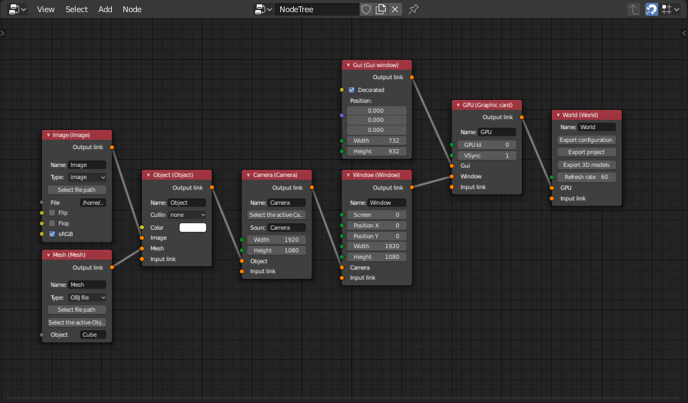 Blender node tree configuration