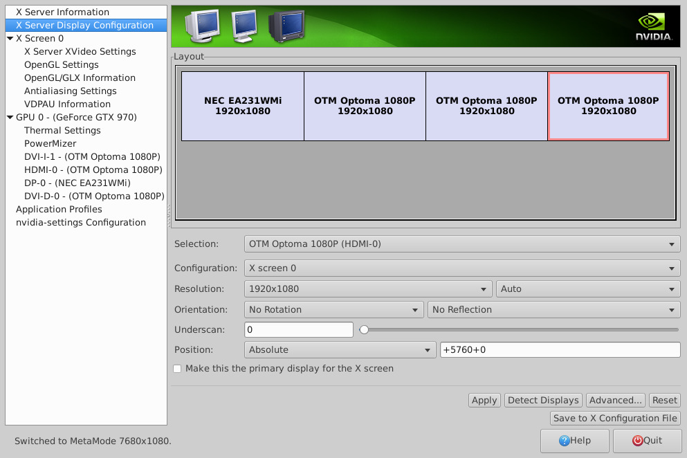 Output configuration