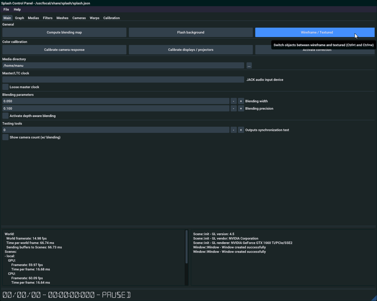 Set rendering to wireframe