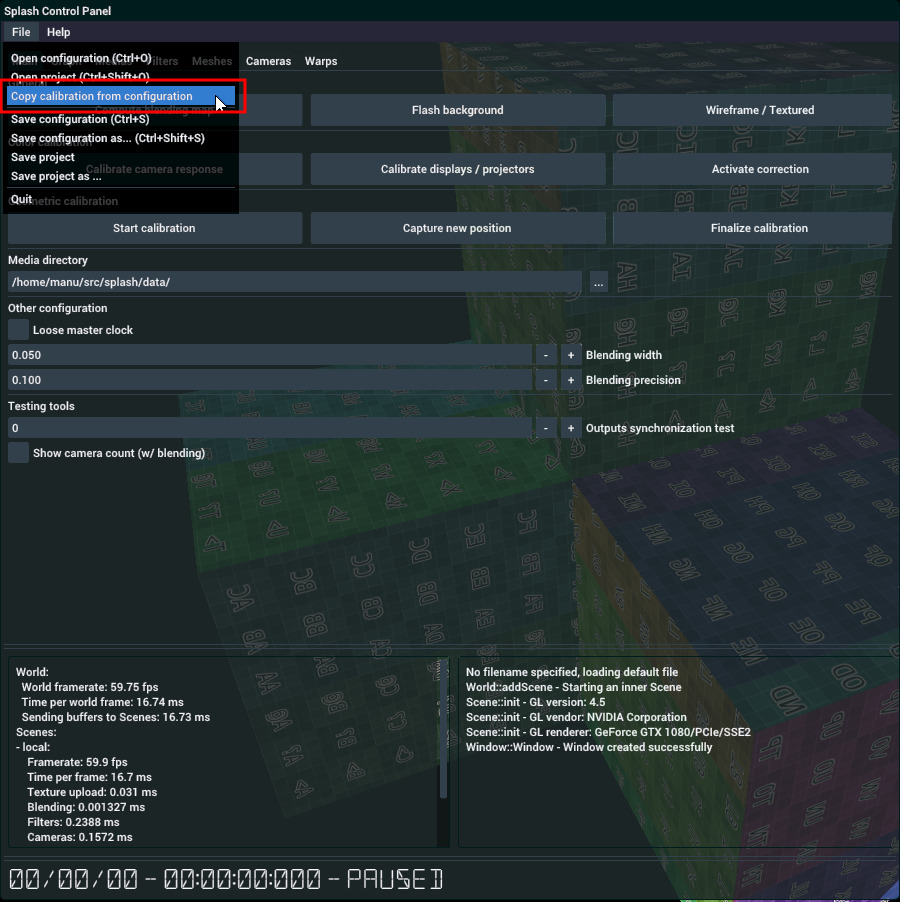 Copie de la configuration de la sonde